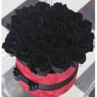 19 черных роз в коробке R828
